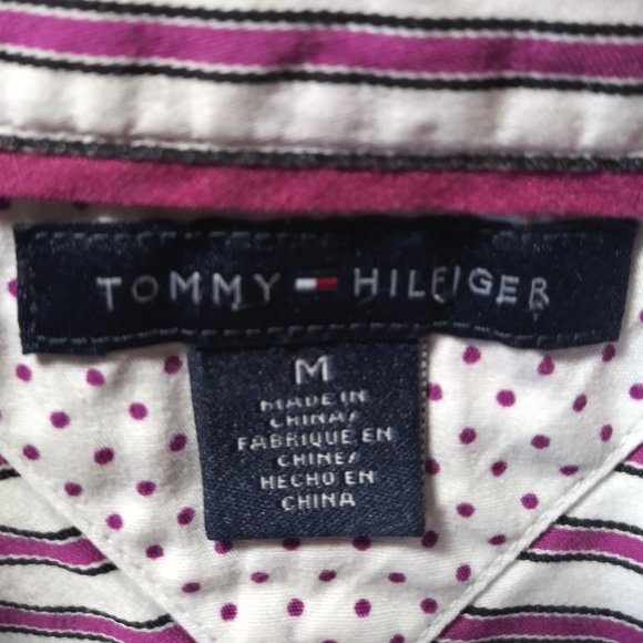 Tommy Hilfiger M Fitted Cotton Shirt Purple Stripe - Picture 5 of 5